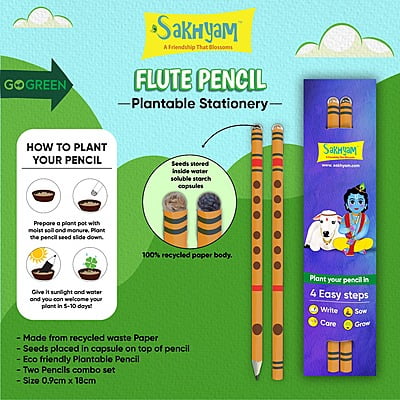 Sakhyam Flute Plantable Pencil Combo (Pack of 2 Pencils)