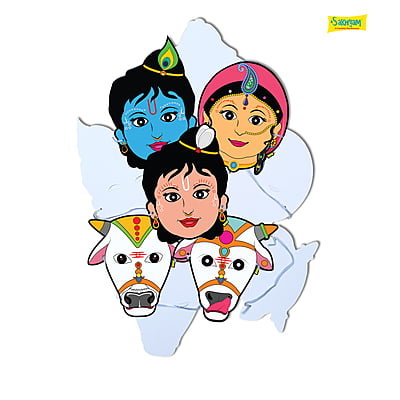Characters Full Paper Face Masks - 5 Characters: Radha, Krishna, Balarama, Gaumata Pair Characters Full Paper Face Masks - 5 Characters: Radha, Krishna, Balarama, Gaumata Pair
