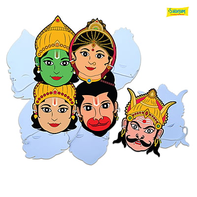 Characters Full Paper Face Masks - 5 Characters: Sita, Ram, Lakshman, Hanuman, Ravan Characters Full Paper Face Masks - 5 Characters: Sita, Ram, Lakshman, Hanuman, Ravan