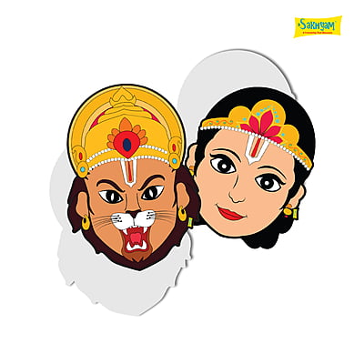 Characters Full Paper Face Masks: 2pcs Narsingha Lila Set (Narsingha Dev, Prahalada) Characters Full Paper Face Masks: 2pcs Narsingha Lila Set (Narsingha Dev, Prahalada)