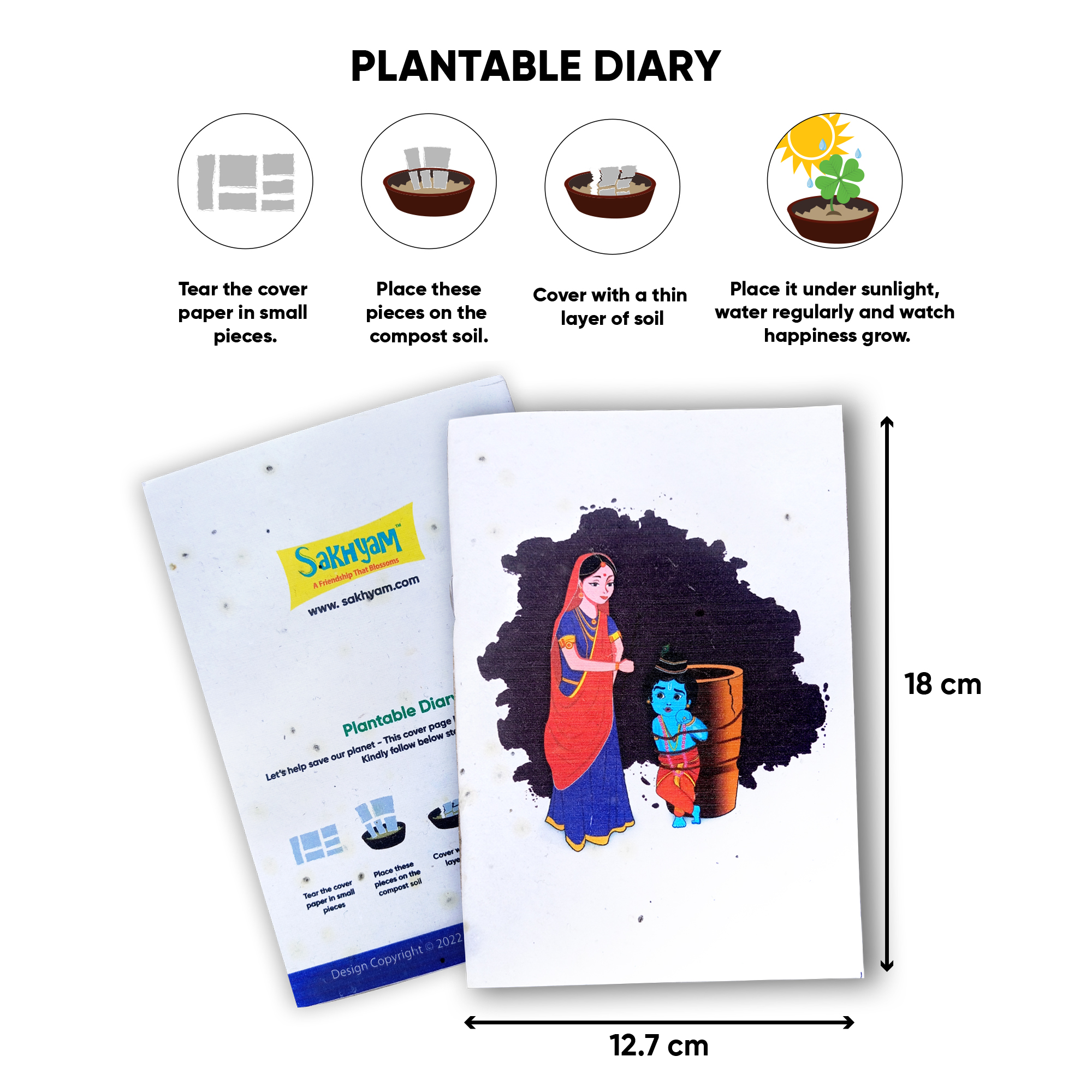 Plantable NoteSakhyam pad -Yashoda Damodar (40 writable pages)