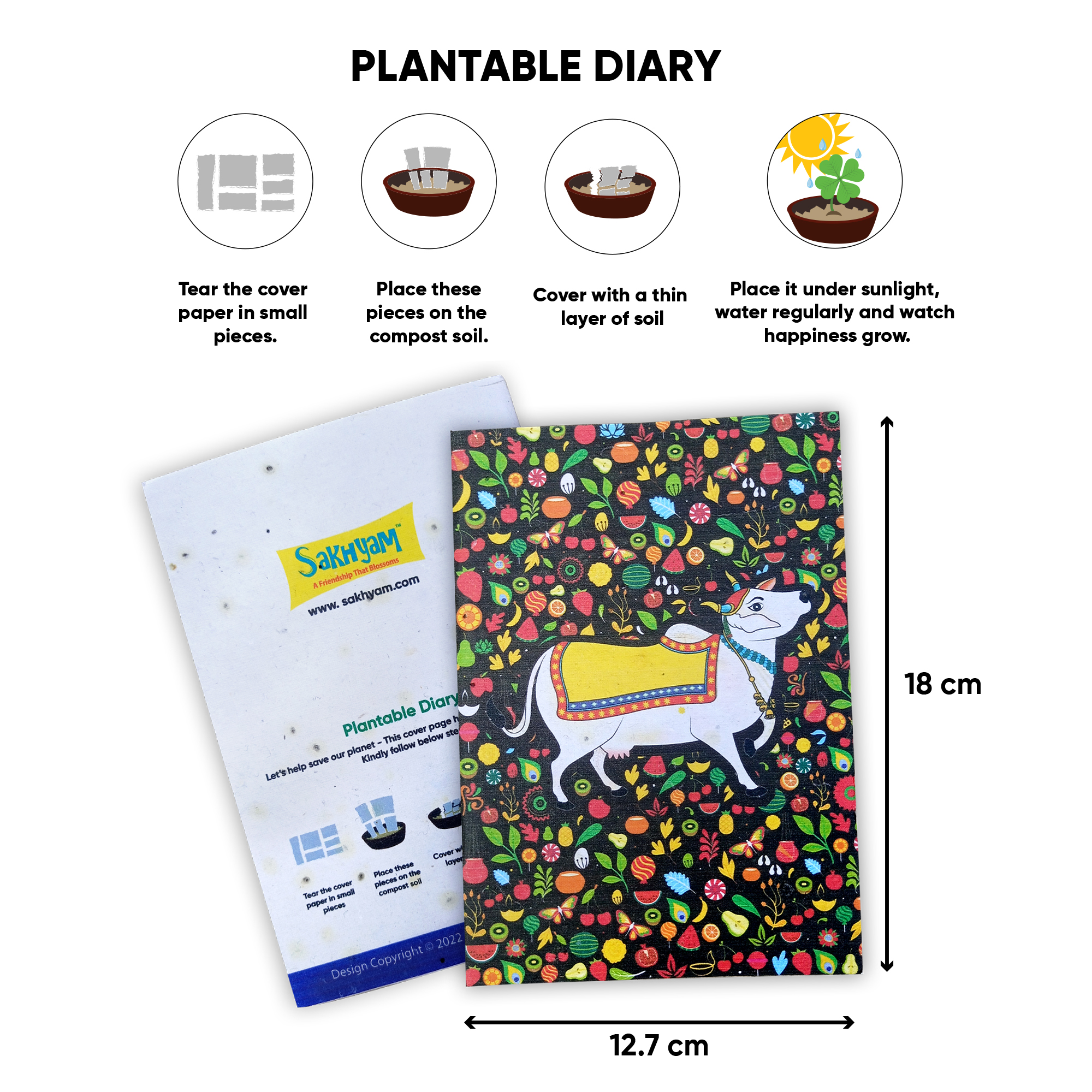 Sakhyam Plantable Notepad -Kamdhenu (40 writable pages)