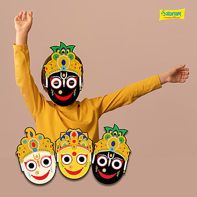 Characters Full Paper Face Masks - 3 pcs Jagannath Lila Set (Jagannath, Baladeva, Subhadra)