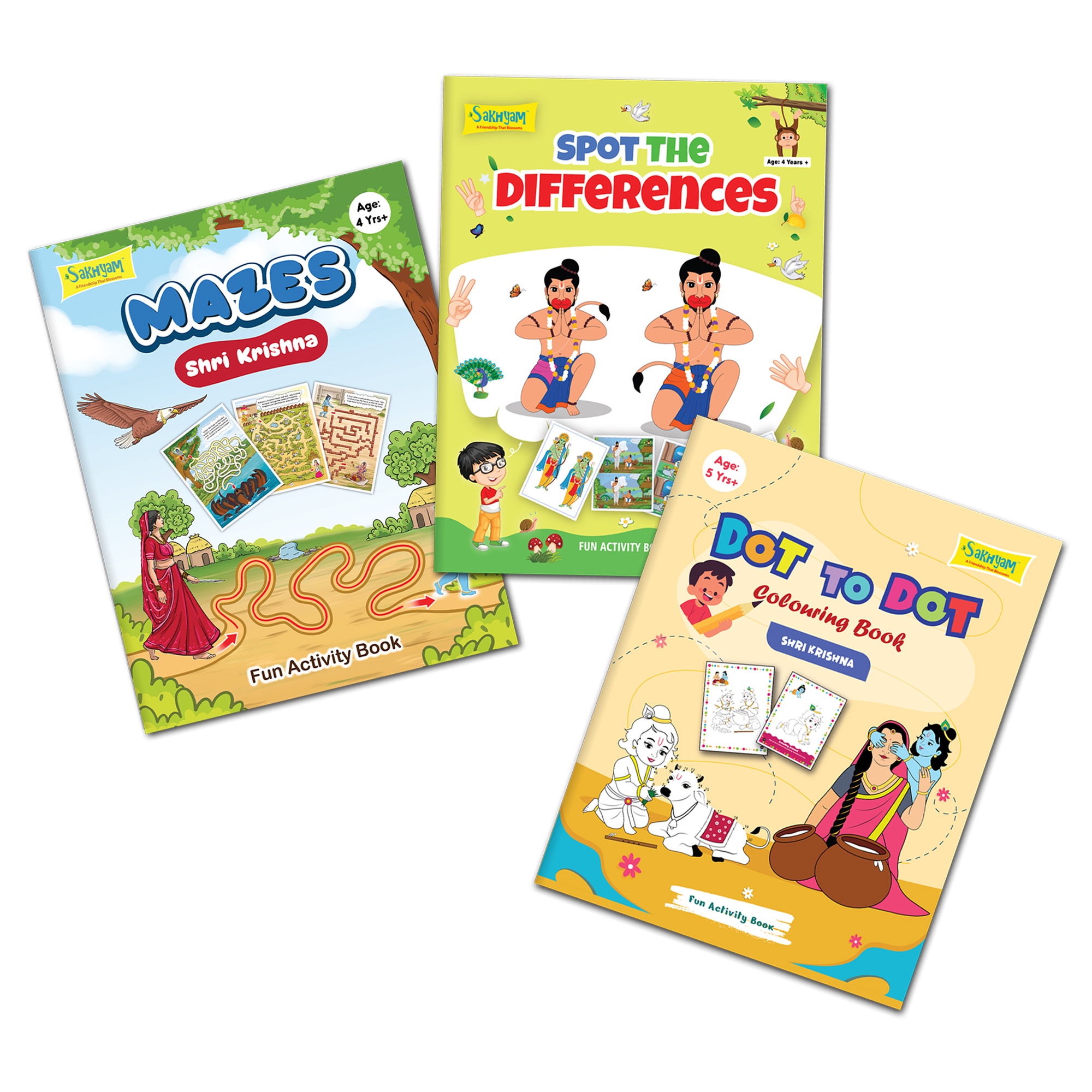 Activity Books [COMBO]: Spot the Differences + Dot To Dot Colouring Book - Shri Krishna + Mazes - Shri Krishna (3 Books COMBO)