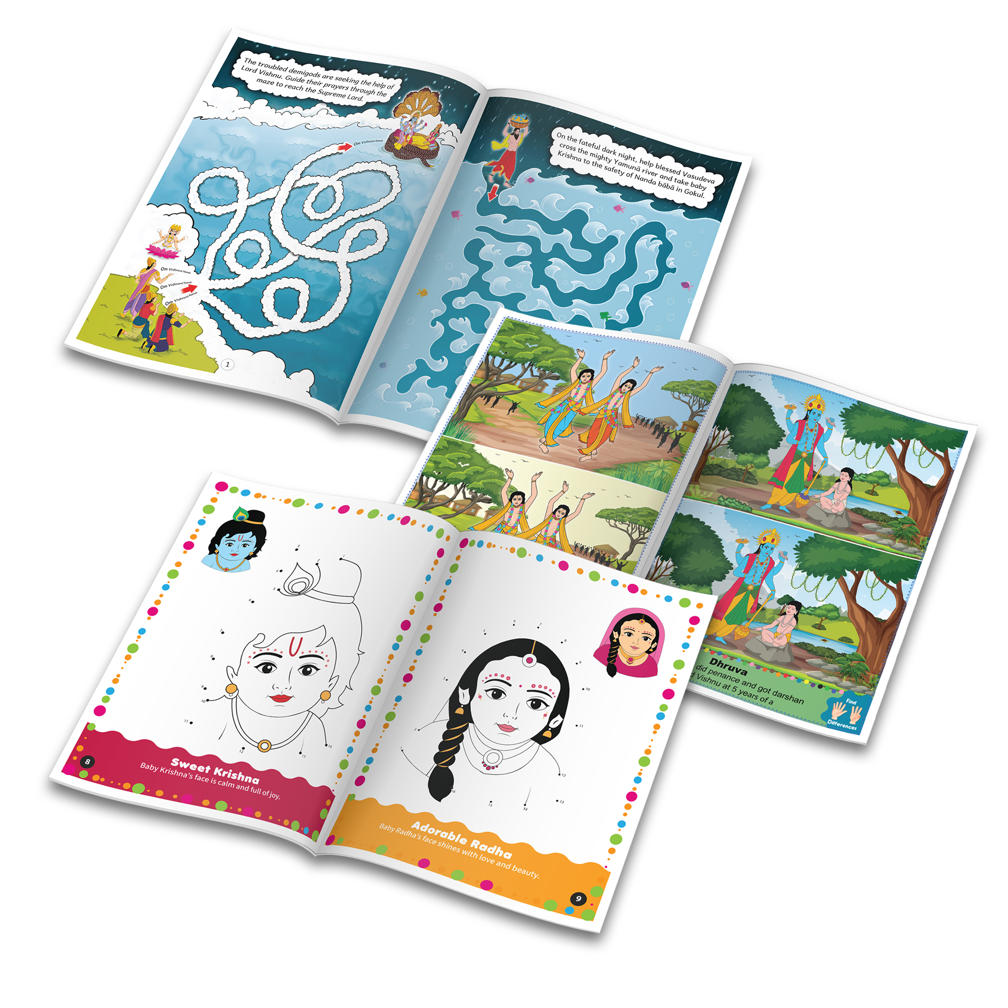 Activity Books [COMBO]: Spot the Differences + Dot To Dot Colouring Book - Shri Krishna + Mazes - Shri Krishna (3 Books COMBO)