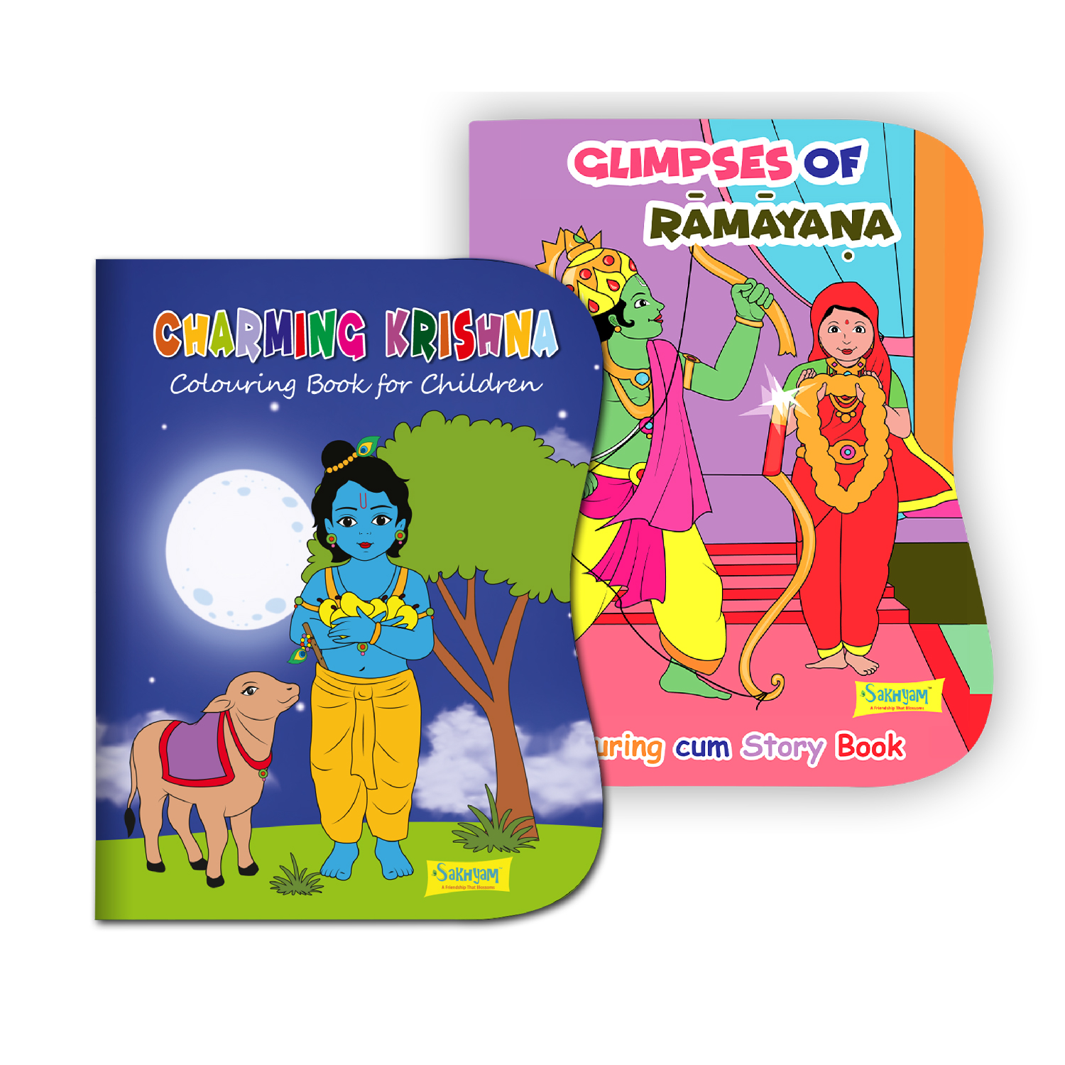 Charming Krishna Colouring Book + Glimpses of Ramayan Colouring cum Story Book(2 Books COMBO)