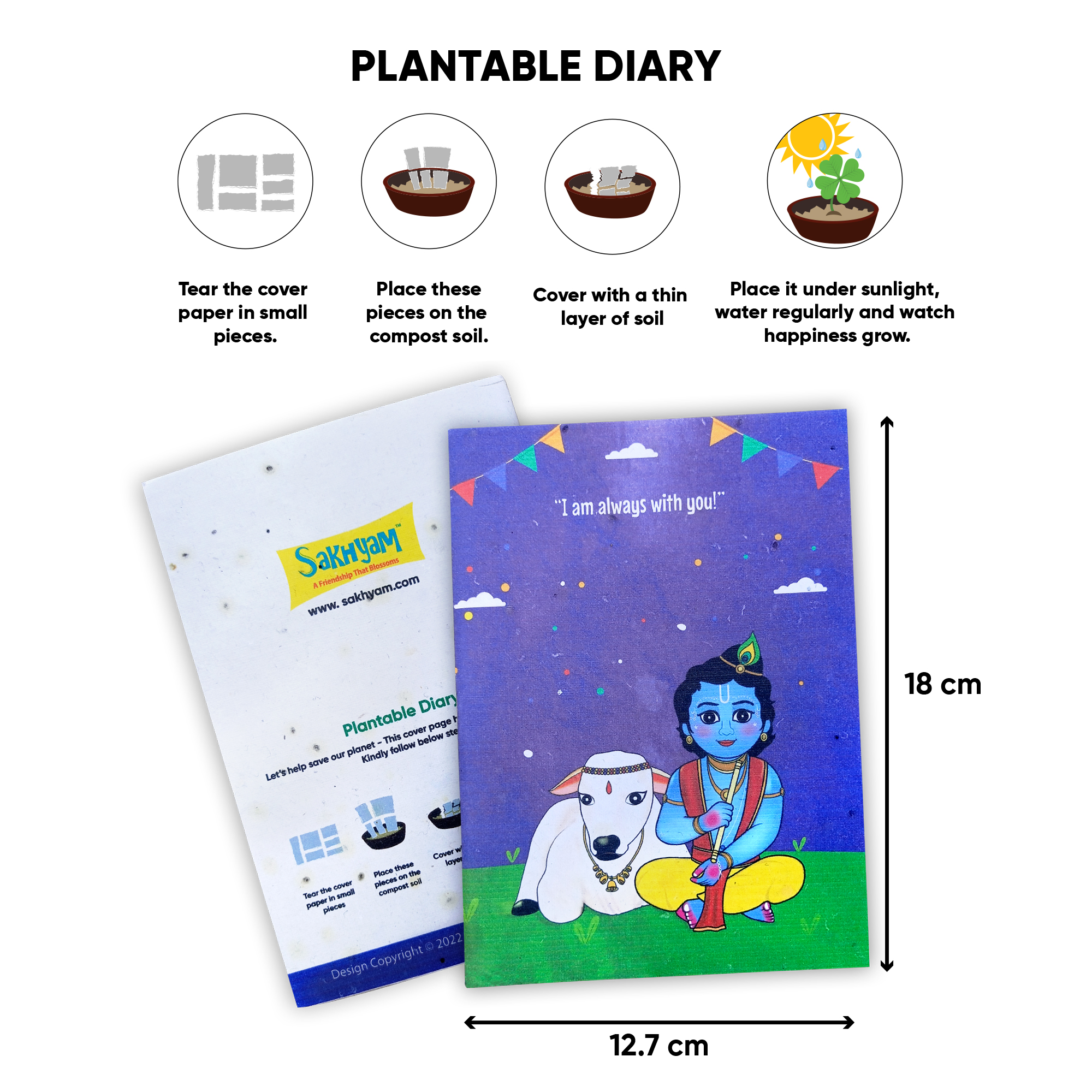 Sakhyam Plantable Notepad -Gopal (40 writable pages)