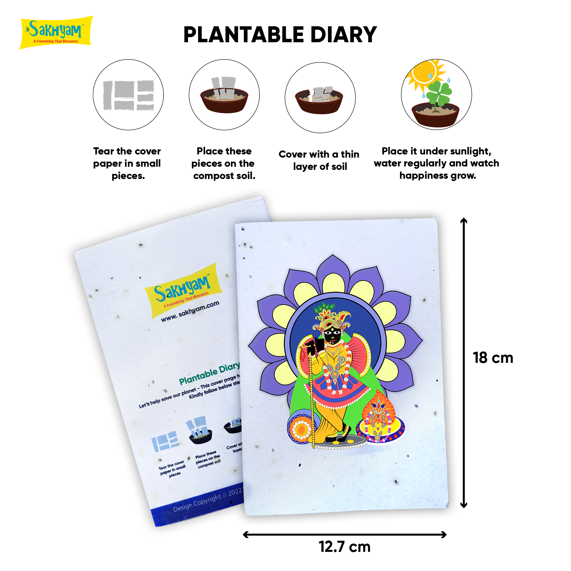 Sakhyam Plantable Notepad -Bakey Bihari (40 writable pages)