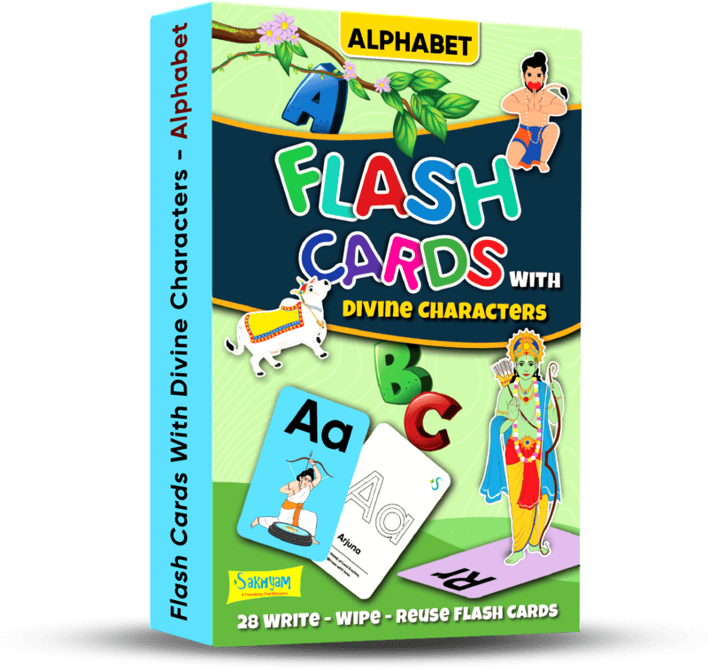 Sakhyam Flash Cards With Divine Characters (28 Cards) | Learn ABC with Divinity